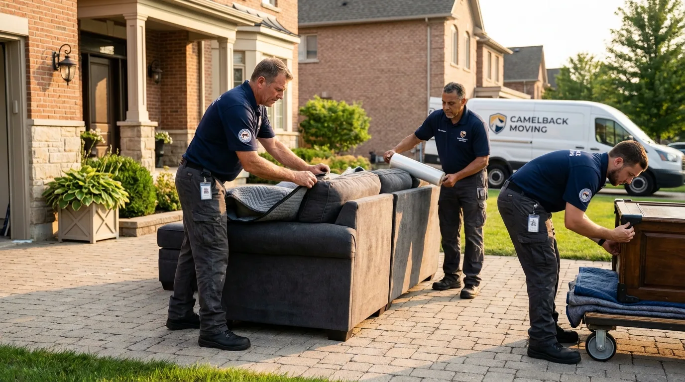 Large estate moving crew wrapping furniture in Ocean Shores, WA