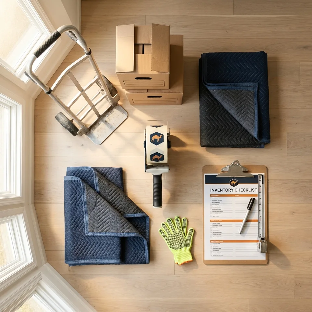 Professional moving supplies and packing materials layout for Ocean Shores residential relocations
